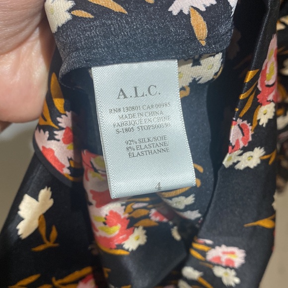 A.L.C. black floral print blouse - Picture 4 of 5